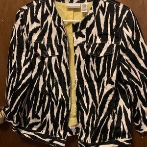 Alfred Dunner Black and White Zebra Print Jacket
